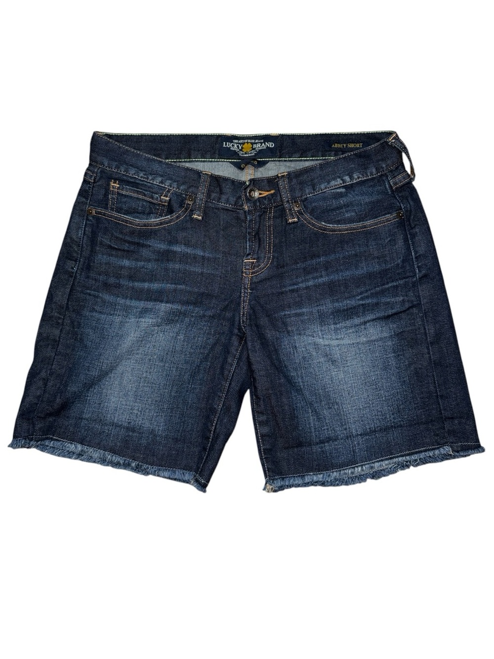 Women’s Lucky Brand “Abbey Short” Dark Blue w/ Neon Green Zip Accent Shorts - 25